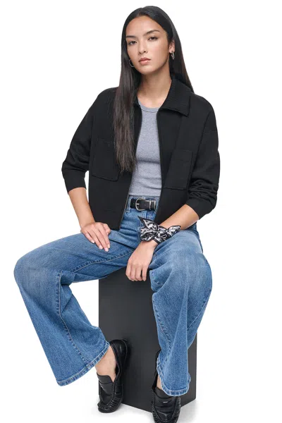 Dkny Women's Zip-front Sweater Jacket In Black
