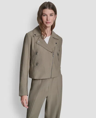 Dkny Women's Zipper Detailed Crinkle Jacket In Brown