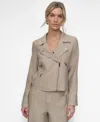 Dkny Crinkle Moto Jacket In Pebble