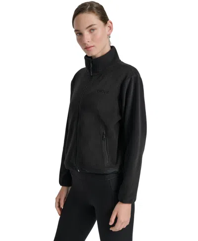 Dkny Women's Zippered Fleece Jacket In Black