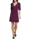 DKNY WOMENS ABOVE KNEE GATHERED SHEATH DRESS