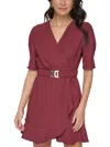 Dkny Womens Above Knee Polyester Wrap Dress In Multi