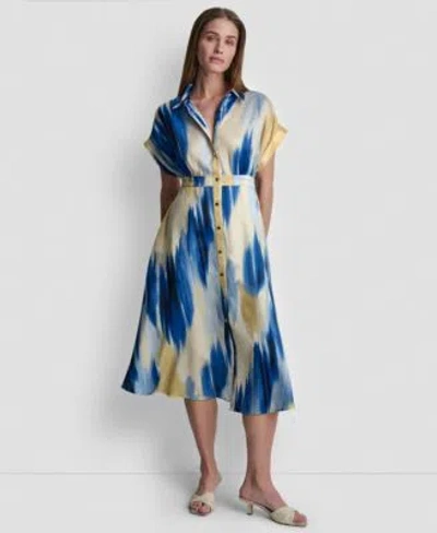 Dkny Womens Abstract Printed Midi Shirt Dress In Animal Print