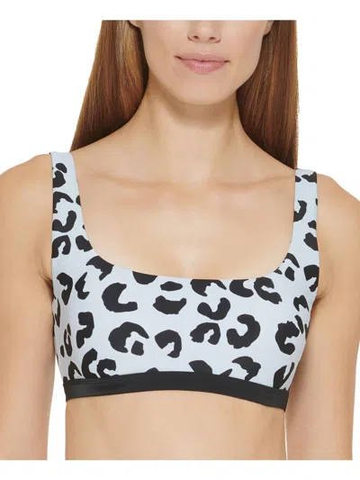 Dkny Womens Animal Print Beachwear Bikini Swim Top In Multi