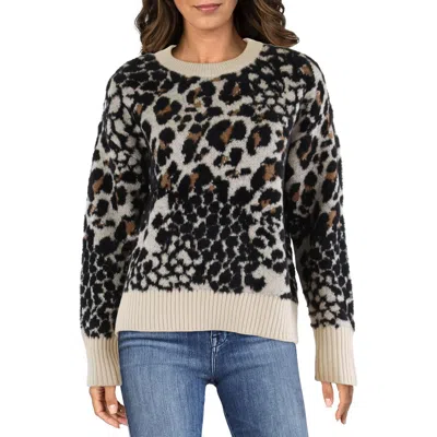 Dkny Womens Animal Print Faux Fur Crewneck Sweater