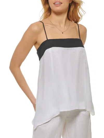 Dkny Womens Asymmetric Tank Pullover Top In White