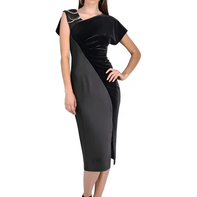 Dkny Womens Asymmetric Velvet Shift Dress In Black