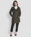 Dkny Womens Asymmetrical Zip Coat, Created For Macys In Green