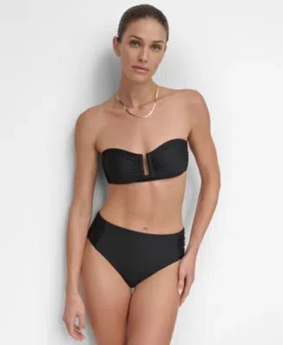 Dkny Womens Bandeau Bikini Top Bottoms In Black