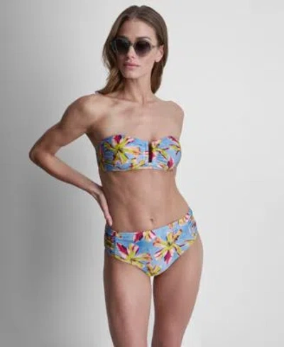 Dkny Womens Bandeau Bikini Top Bottoms In Blue