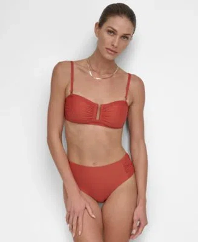 Dkny Womens Bandeau Bikini Top Bottoms In Sunset
