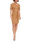 DKNY WOMENS BELTED FAUX SUEDE SHIFT DRESS
