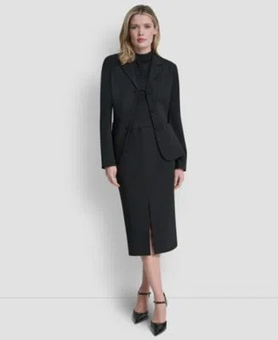 Dkny Womens Belted Midi Pencil Skirt Tailored Belted Blazer Jacket In Black