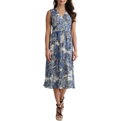 Dkny Womens Blouson Polyester Midi Dress In Silver