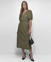 Dkny Womens Bungee Sleeve Top Zip Front Midi Skirt In Utility Green