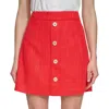 Shop Dkny Womens Button Tweed Mini Skirt In Red