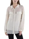 Dkny Women's Blouson-sleeve Tie-hem Button-front Top In Multi