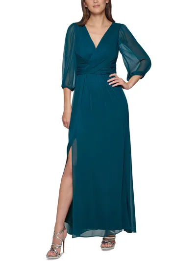 Dkny Women's Chiffon Balloon-sleeve Maxi Dress In Forest Green | ModeSens