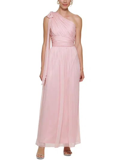 Dkny Womens Chiffon One Shoulder Evening Dress In Pink