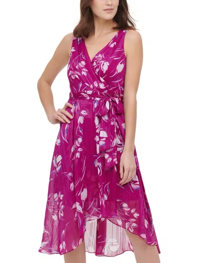 Dkny Womens Chiffon Wrap Dress In Pink
