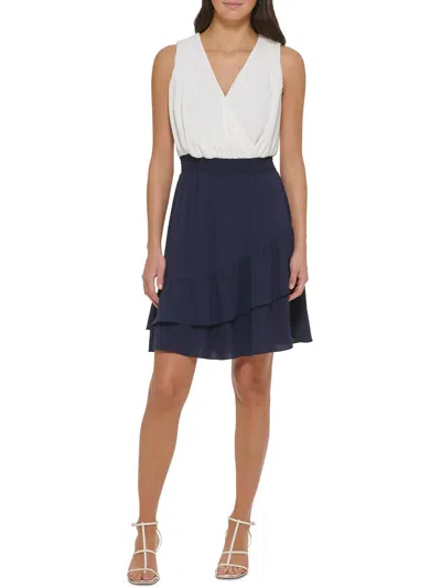 Dkny Womens Cocktail Short Fit & Flare Dress In White