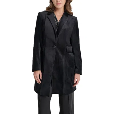 Dkny Womens Collar Polyester One-button Blazer In Black