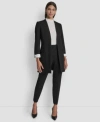 Dkny Womens Collarless Open Front Topper Jacket Womens Hollywood Slim Leg Ponte Knit Pants In Black