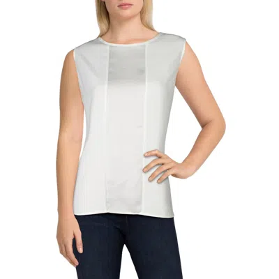 Dkny Womens Colorblock Work Day Wear Pullover Top In White