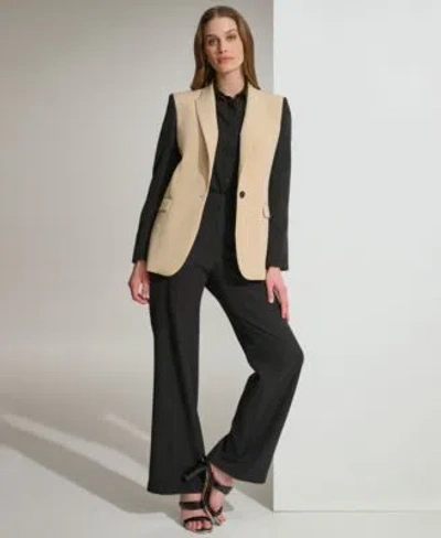 Silky Knit Fitted Blazer With Statement Button main image 0