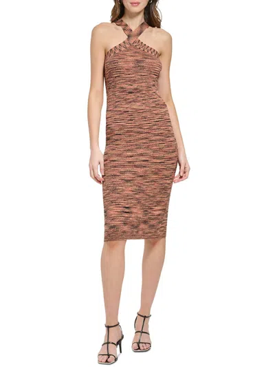 Dkny Womens Cotton Ribbed Midi Dress In Brown