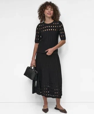 Dkny Womens Crepe Cutout Sweater Midi Sweater Skirt