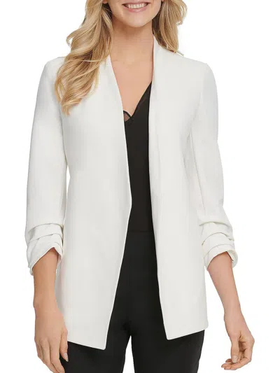 Dkny Womens Crepe Long Sleeves Open-front Blazer In White