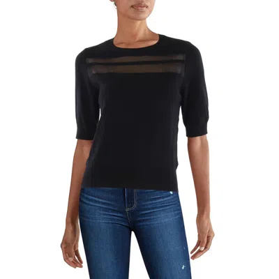 Dkny Womens Crewneck Elbow Sleeve Crewneck Sweater In Black
