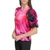 Dkny Womens Crewneck Printed Pullover Top In Multi