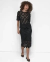 Dkny Womens Crocheted Short Sleeve Sweater Midi Sweater Skirt In Black