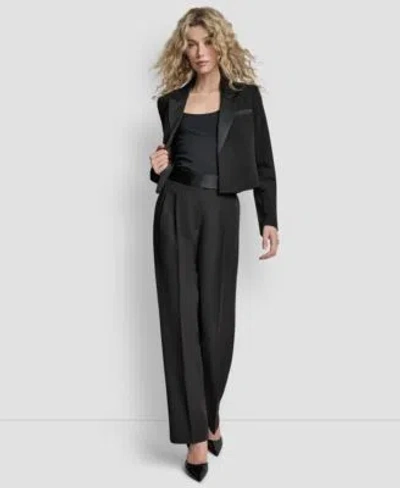 Dkny Womens Cropped Long Sleeve Jacket Tuxedo Look Wide Leg Trousers In Black