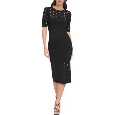 Dkny Womens Cut-out Viscose Sweaterdress In Black