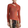 Dkny Womens Cutout Mock-neck Pullover Sweater In Russet