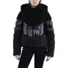 Dkny Womens Faux Fur Cropped Puffer Jacket In Black