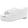 DKNY WOMENS FAUX LEATHER EMBELLISHED WEDGE HEELS