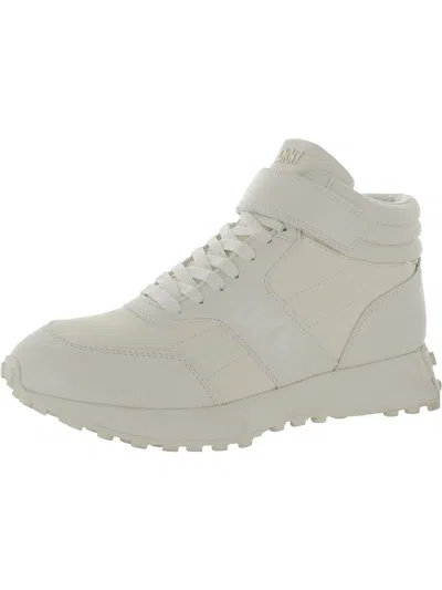 Dkny Womens Faux Leather High-top Sneakers In Neutral