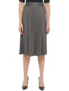 DKNY WOMENS FAUX SUEDE MIDI PLEATED SKIRT