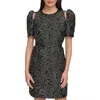 Dkny Stud Shoulder Cutout Puff Sleee Minidress In Silver