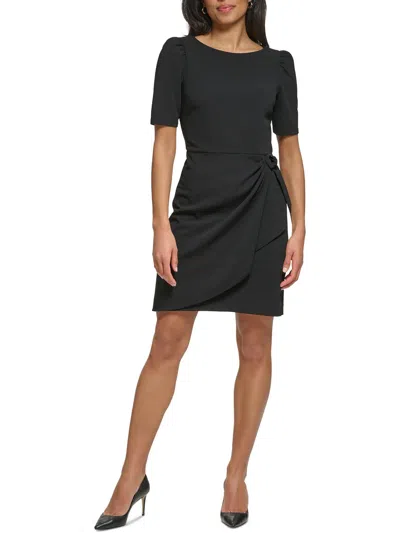 Dkny Womens Faux Wrap Short Mini Dress In Black