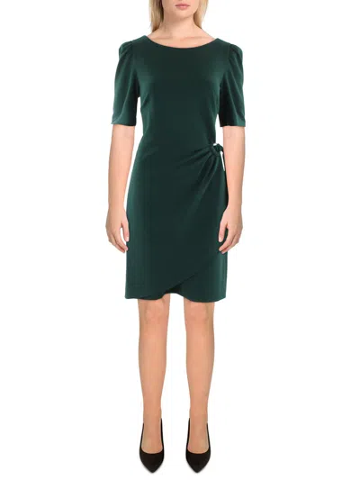 Dkny Womens Faux Wrap Short Mini Dress In Green