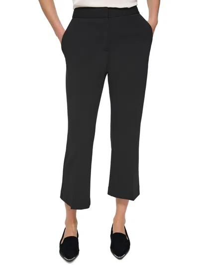 Dkny Womens Flare Legs High Rise Cropped Pants In Black