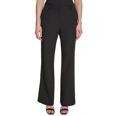 Dkny Womens Flat Front Wide Leg Wide Leg Pants In Black