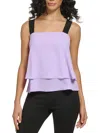 DKNY WOMENS FOLD-OVER TANK PULLOVER TOP