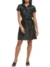 DKNY WOMENS GATHERED ABOVE KNEE FIT & FLARE DRESS