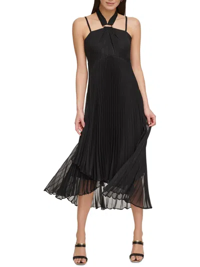 Dkny Womens Halter Mid-calf Midi Dress In Black